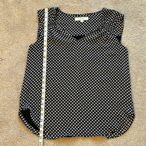 Loft Geometric Print V-Neck Sleeveless Blouse Size S Navy Pink White Fully Lined - Picture 6 of 6